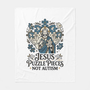 Jesus Puzzle Pieces Not Autism Jesus Puzzle Pieces Fleece Blanket