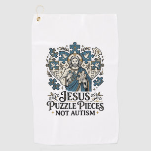 Jesus Puzzle Pieces Not Autism Jesus Puzzle Pieces Golf Towel