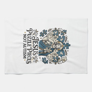 Jesus Puzzle Pieces Not Autism Jesus Puzzle Pieces Tea Towel