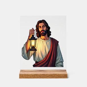 Jesus Quiet Lantern Vintage Engraving Tee Acrylic Sign