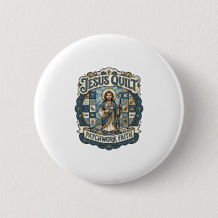 Jesus Quilt Patchwork Faith Jesus Quilt Patchwork 6 Cm Round Badge