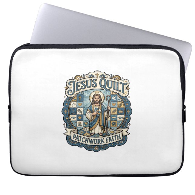 Jesus Quilt Patchwork Faith Jesus Quilt Patchwork  Laptop Sleeve (Front)