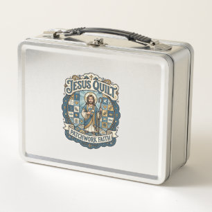 Jesus Quilt Patchwork Faith Jesus Quilt Patchwork Metal Lunch Box