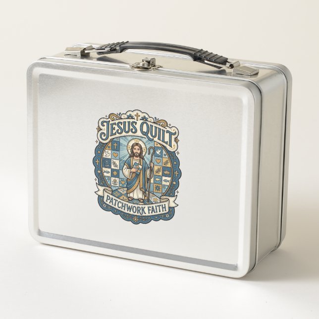 Jesus Quilt Patchwork Faith Jesus Quilt Patchwork  Metal Lunch Box (Front)