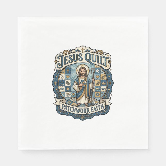 Jesus Quilt Patchwork Faith Jesus Quilt Patchwork  Napkin (Front)