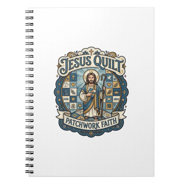Jesus Quilt Patchwork Faith Jesus Quilt Patchwork  Notebook (Front)