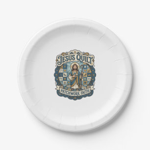 Jesus Quilt Patchwork Faith Jesus Quilt Patchwork Paper Plate