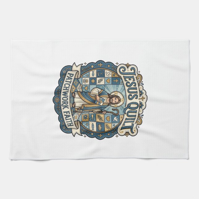Jesus Quilt Patchwork Faith Jesus Quilt Patchwork  Tea Towel (Horizontal)