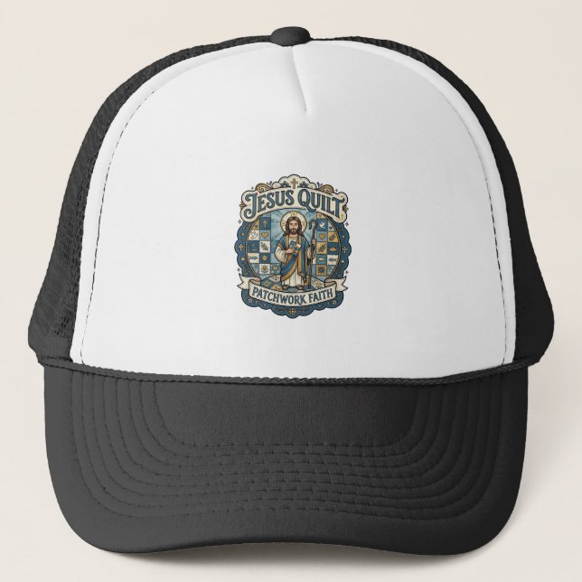 Jesus Quilt Patchwork Faith Jesus Quilt Patchwork  Trucker Hat (Front)