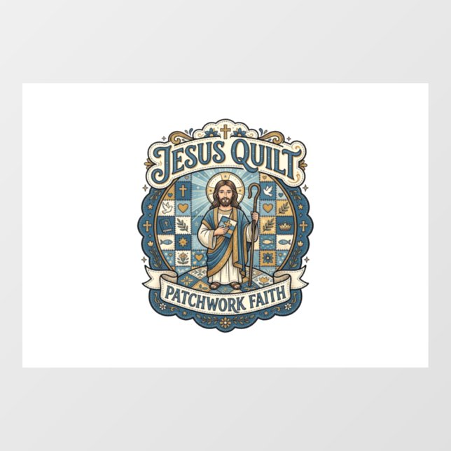 Jesus Quilt Patchwork Faith Jesus Quilt Patchwork  Window Cling (Sheet)