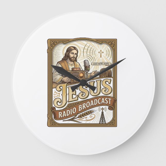 Jesus Radio Broadcast Jesus Radio Broadcast Christ Large Clock (Front)