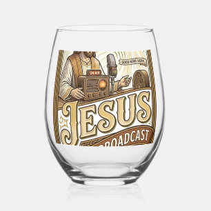 Jesus Radio Broadcast Jesus Radio Broadcast Christ Stemless Wine Glass