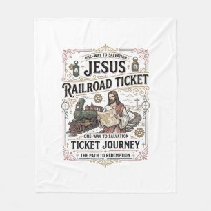 Jesus Railroad Ticket Journey Jesus Railroad Ticke Fleece Blanket