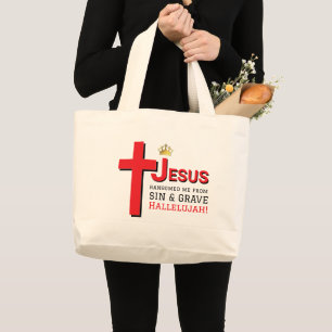 JESUS RANSOMED ME Christian Easter Large Tote Bag