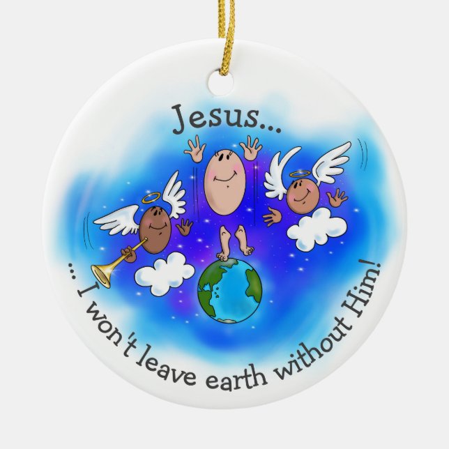 Jesus Rapture Ceramic Tree Decoration (Front)
