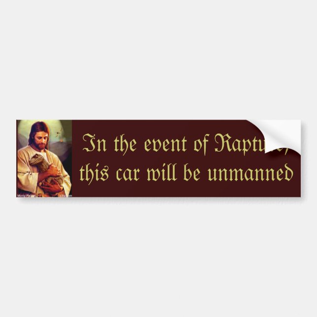 Jesus rapture dinosaur bumper sticker (Front)