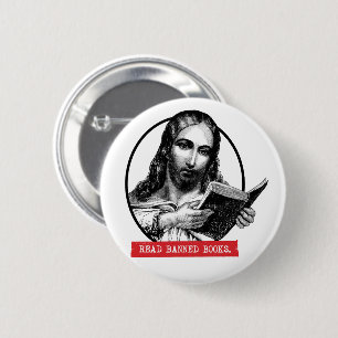 Jesus Reads Banned Books 6 Cm Round Badge