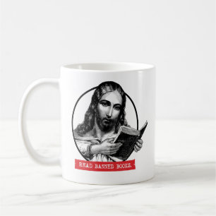Jesus Reads Banned Books Coffee Mug