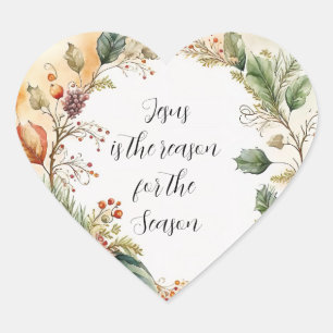 Jesus Reason for Season Elegant Classic Vintage Heart Sticker