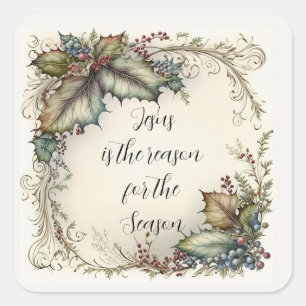 Jesus Reason for Season Elegant Classic Vintage Square Sticker
