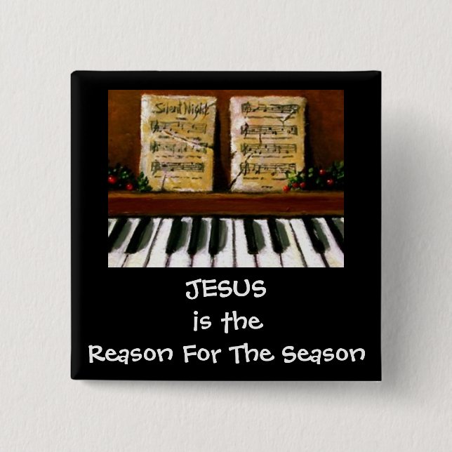 JESUS REASON FOR SEASON: PIANO: ART 15 CM SQUARE BADGE (Front)