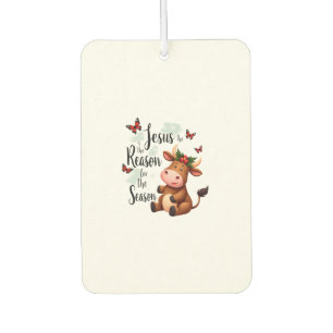 Jesus Reason for The Season Cow Christmas Christia Car Air Freshener