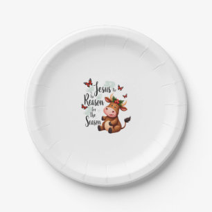 Jesus Reason for The Season Cow Christmas Christia Paper Plate