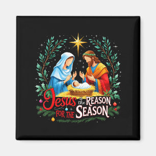 Jesus Reason For The Season Nativity Christmas Des Magnet