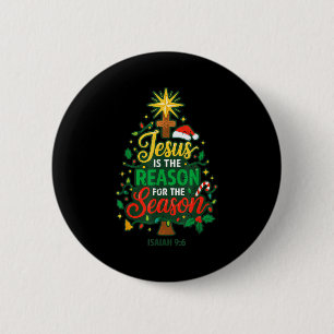 Jesus Reason Season Christian Christmas Family Pjs 6 Cm Round Badge