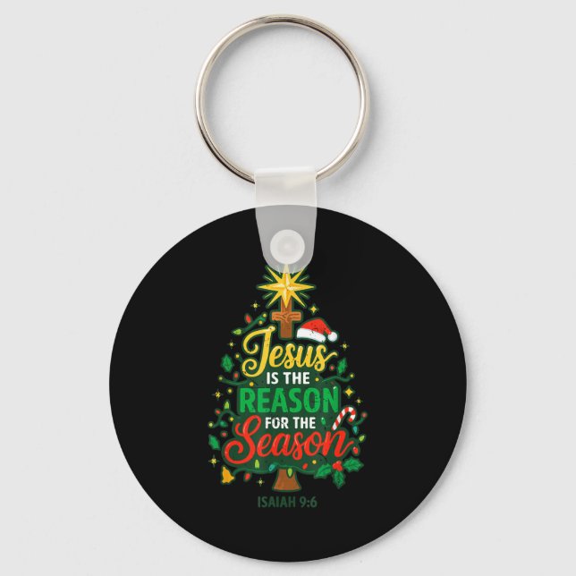 Jesus Reason Season Christian Christmas Family Pjs Key Ring (Front)