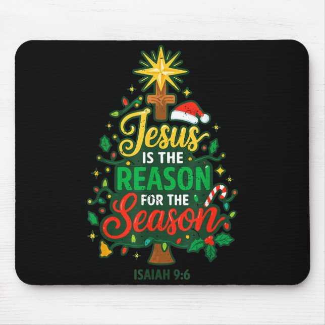 Jesus Reason Season Christian Christmas Family Pjs Mouse Mat (Front)