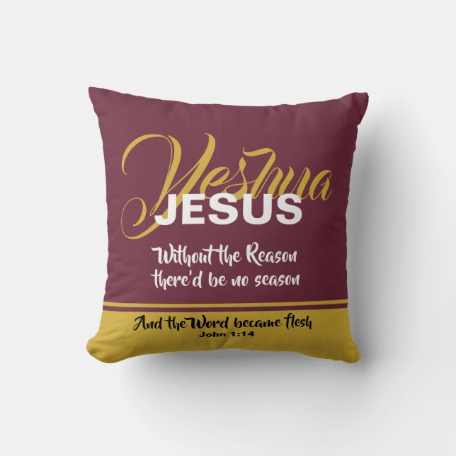 JESUS REASON SEASON Christian Scripture Christmas Cushion (Front)
