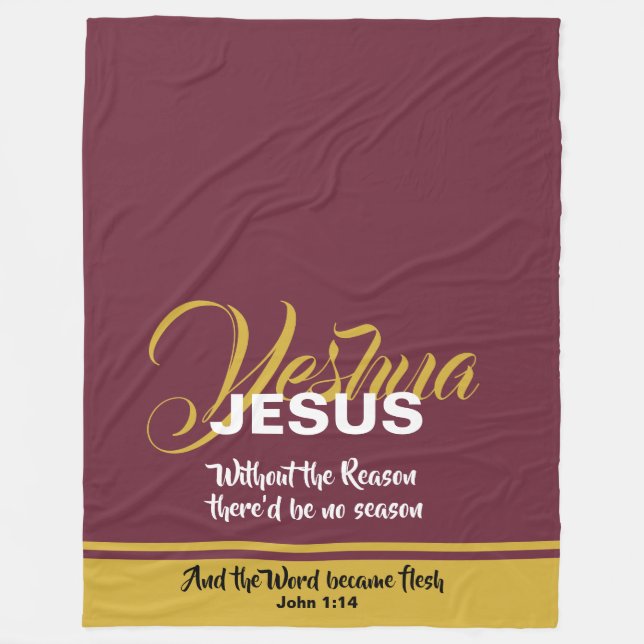 JESUS REASON SEASON Christian Scripture Christmas Fleece Blanket (Front)
