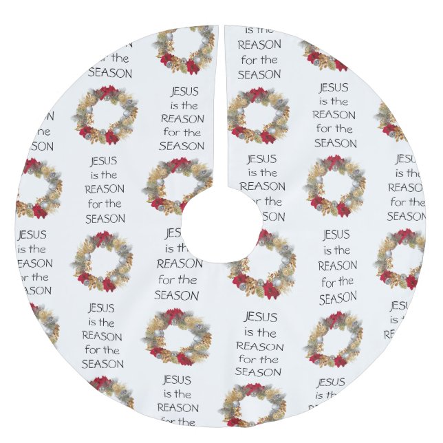 JESUS REASON SEASON Christmas Brushed Polyester Tree Skirt (Front)
