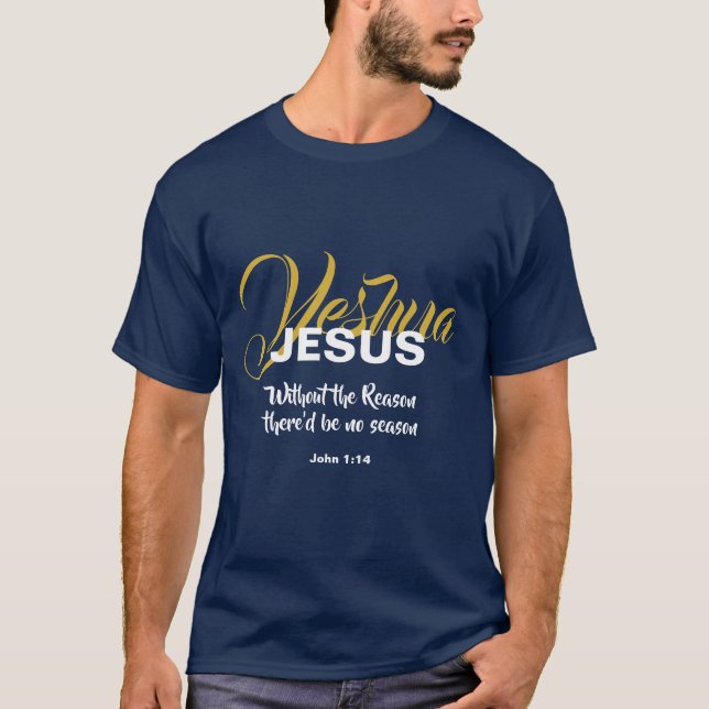 JESUS REASON SEASON CHRISTMAS Christian Navy T-Shirt (Front)