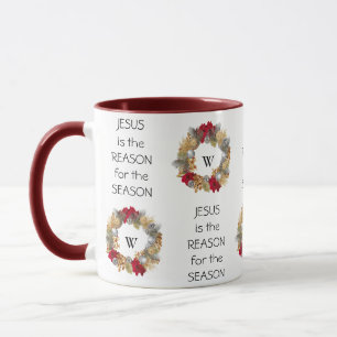 JESUS REASON SEASON   Festive Wreath   CHRISTMAS Mug