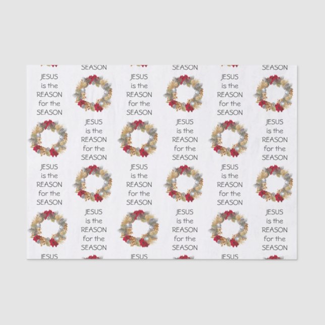 JESUS REASON SEASON | Festive Wreath | CHRISTMAS Tissue Paper (Front)