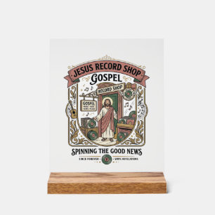 Jesus Record Shop Gospel Jesus Record Shop Christi Acrylic Sign