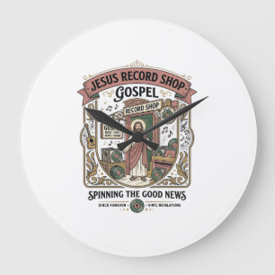 Jesus Record Shop Gospel Jesus Record Shop Christi Large Clock