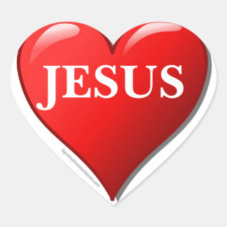 JESUS red heart Heart Sticker