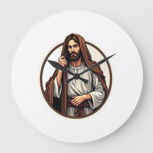 Jesus Refuge Cloak Vintage Engraving Tee Large Clock