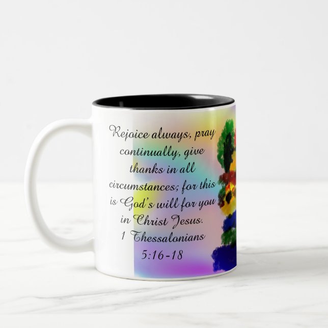 jesus rejoice  Two-Tone coffee mug (Left)