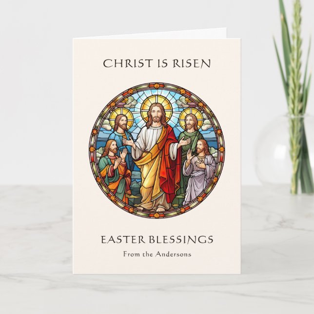 Jesus Religious Catholic Easter Blessings Holiday Card (Front)