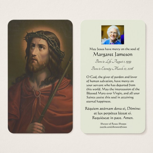 Jesus Religious Funeral Prayer Memorial Card (Front & Back)