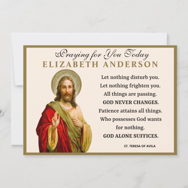 Jesus Religious St. Teresa of Avila Prayer Card (Front)