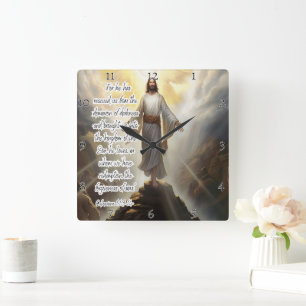 Jesus: Rescued, Kingdom, Forgiveness Square Wall Clock