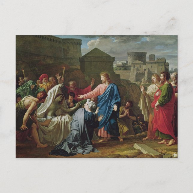 Jesus Resurrecting the Son of the Widow of Naim Postcard (Front)