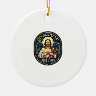 Jesus Retirement Vintage Shirt Christian Ceramic Tree Decoration