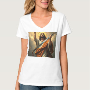 Jesus Returns with a Sword Women's V Neck Tee
