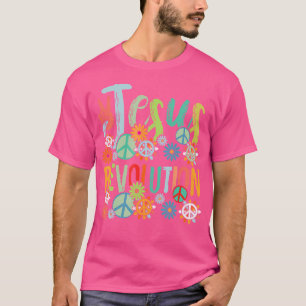 Jesus Revolution Faith Retro Groovy Flower Peace S T-Shirt